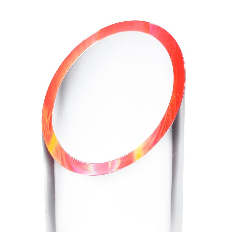 OfficeGoods Acrylic Pen & Pencil Holder - Modern Cylinder Design - Beautiful Desk Organizer for Home or Office - Contrasting Base & Rim - 5.25â€ H x 2.5â€ W - Neon Red - Image 3